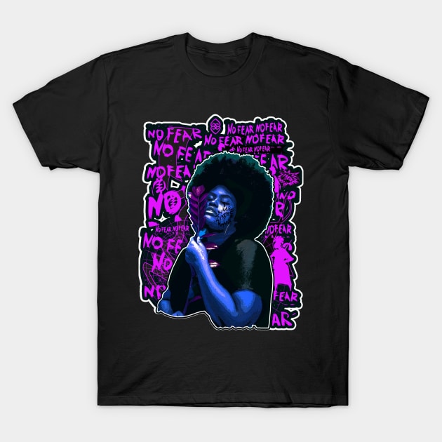 No Fear Strong Black Woman Afro T-Shirt by Glass Table Designs